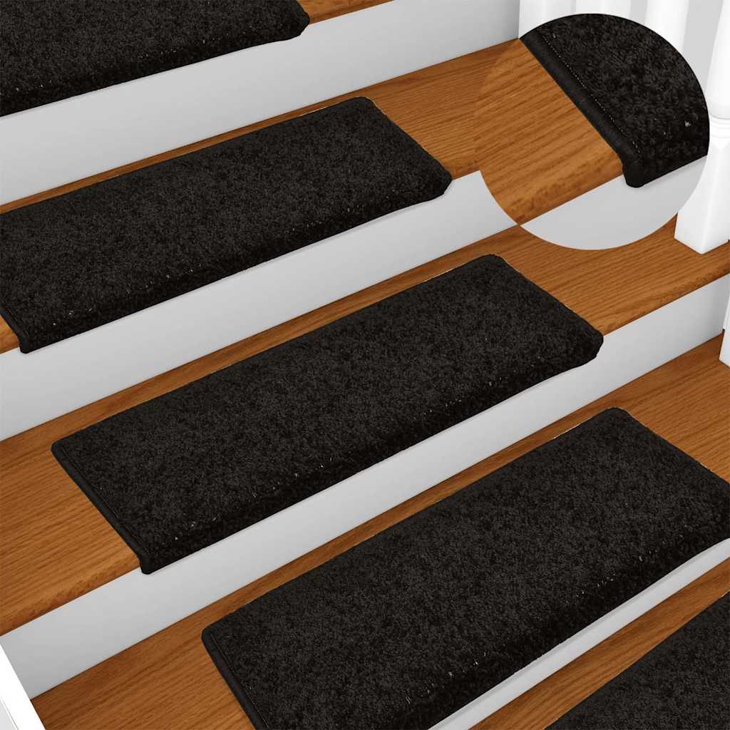 Stair Mats 15 pcs 65x21x4 cm Black Rectangular Edge