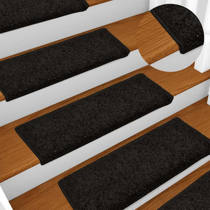 Stair Mats 15 pcs 65x21x4 cm Black Rectangular Edge