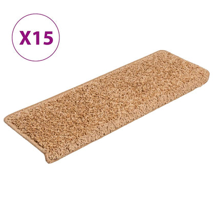 Stair Mats 15 pcs 65x21x4 cm Beige Rectangular Edge