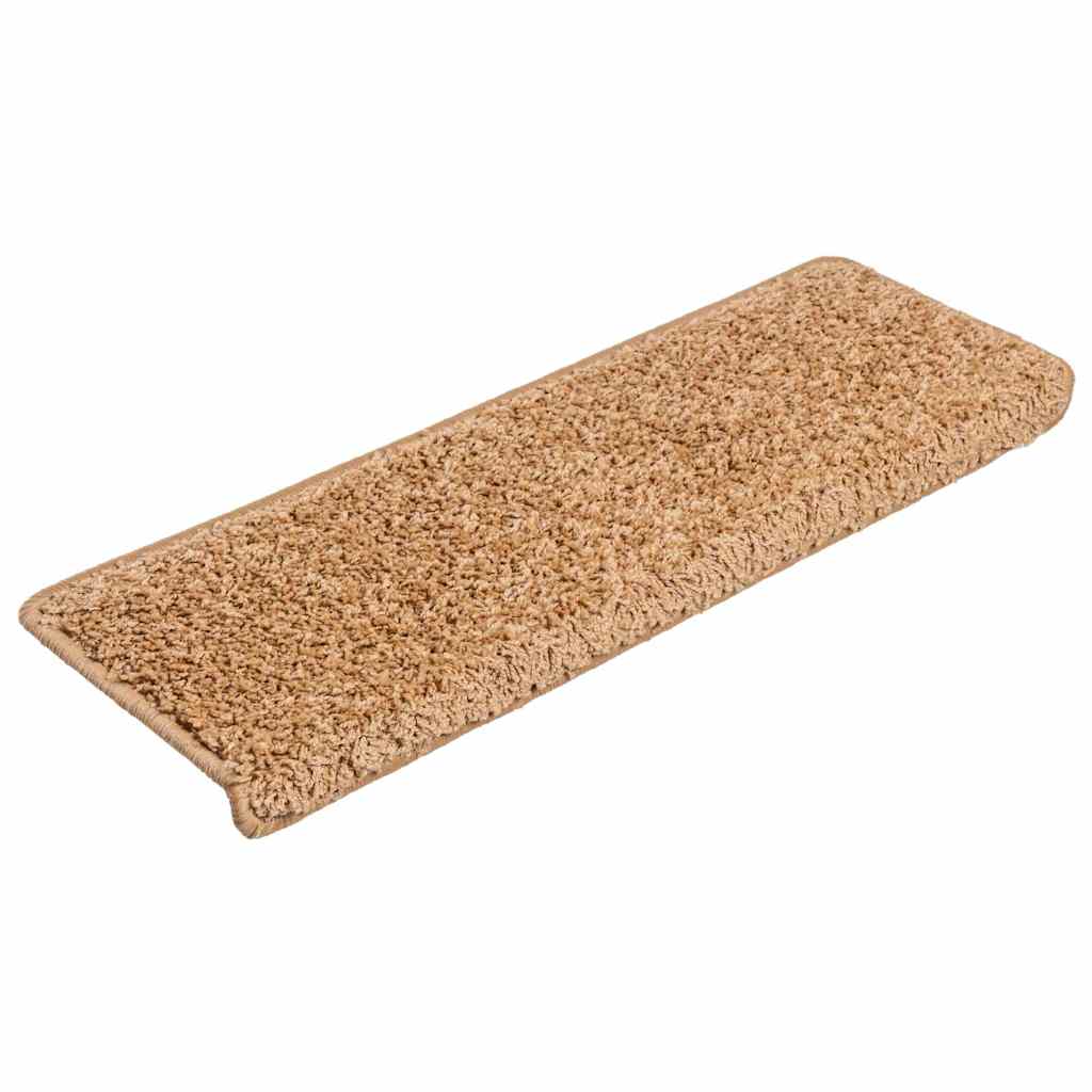 Stair Mats 15 pcs 65x21x4 cm Beige Rectangular Edge