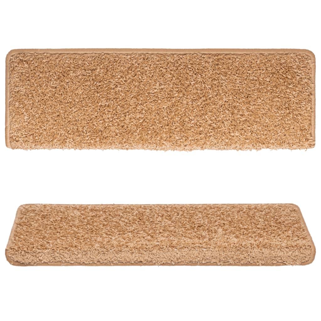 Stair Mats 15 pcs 65x21x4 cm Beige Rectangular Edge