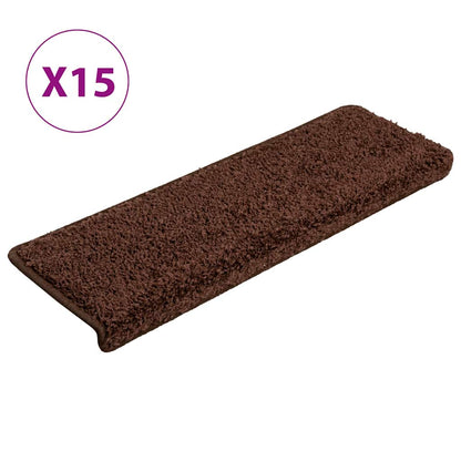 Stair Mats 15 pcs 65x21x4 cm Brown Rectangular Edge