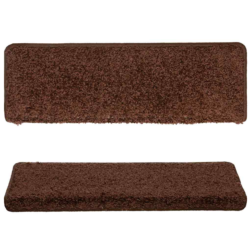Stair Mats 15 pcs 65x21x4 cm Brown Rectangular Edge