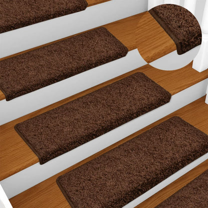 Stair Mats 15 pcs 65x21x4 cm Brown Rectangular Edge
