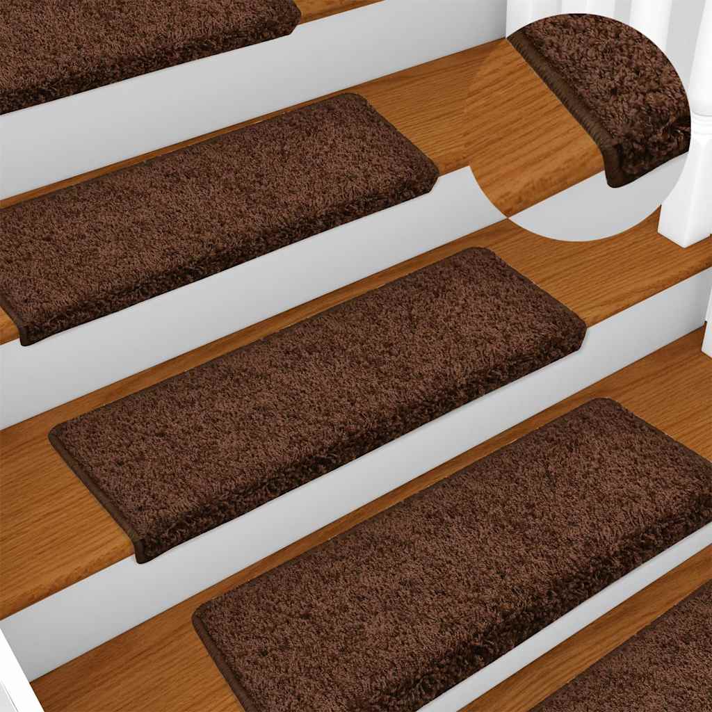 Stair Mats 15 pcs 65x21x4 cm Brown Rectangular Edge