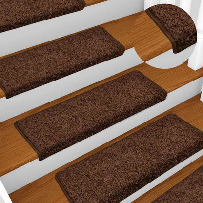 Stair Mats 15 pcs 65x21x4 cm Brown Rectangular Edge