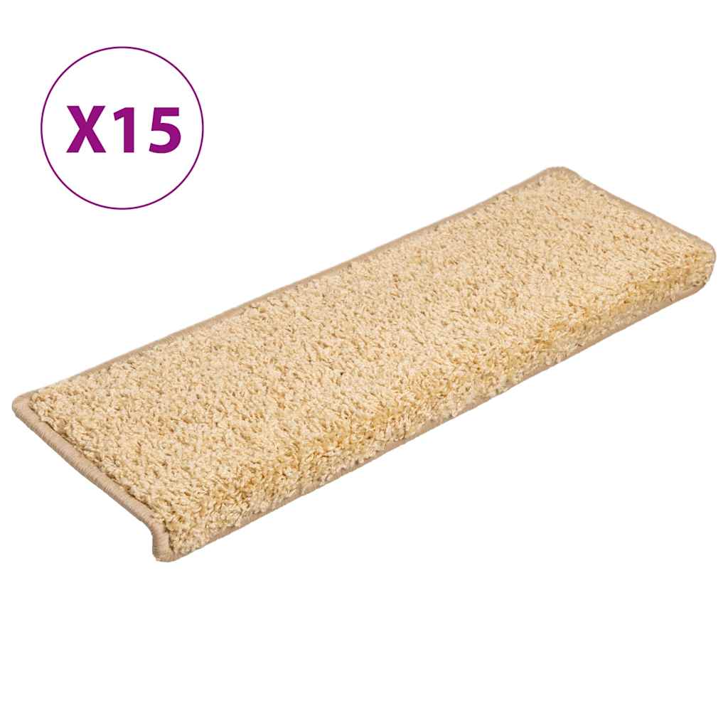 Stair Mats 15 pcs 65x21x4 cm Cream Rectangular Edge