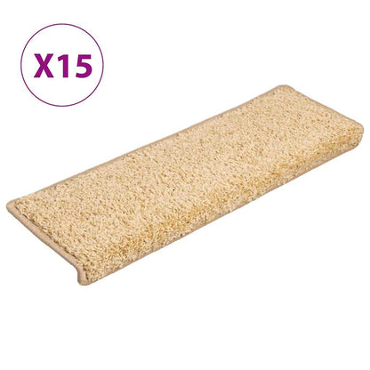 Stair Mats 15 pcs 65x21x4 cm Cream Rectangular Edge