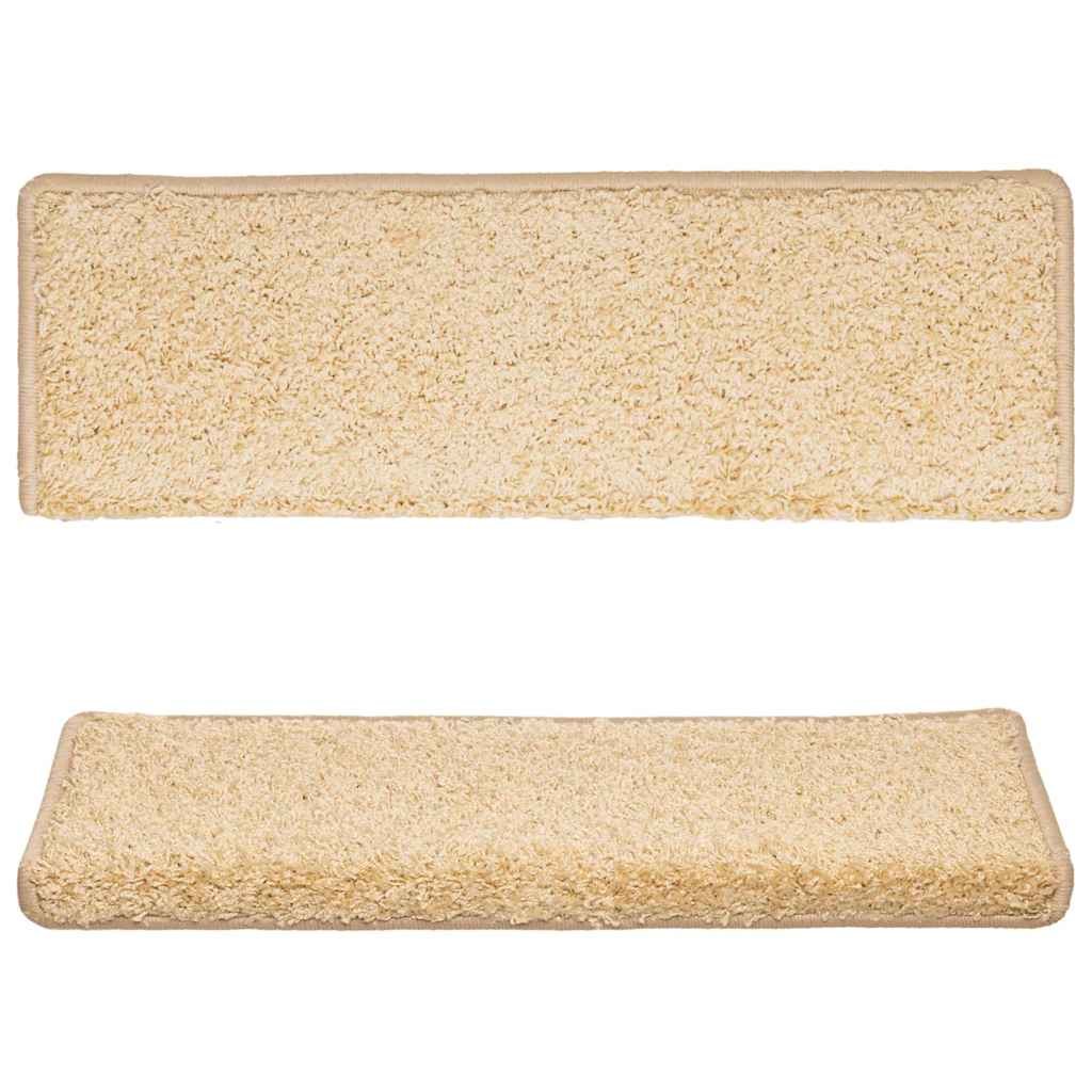 Stair Mats 15 pcs 65x21x4 cm Cream Rectangular Edge