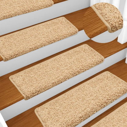 Stair Mats 15 pcs 65x21x4 cm Cream Rectangular Edge