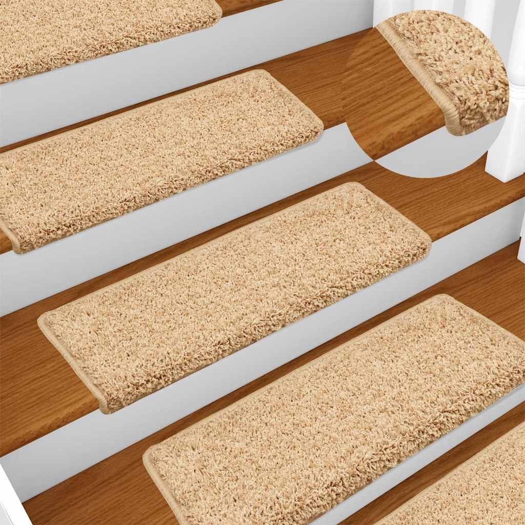 Stair Mats 15 pcs 65x21x4 cm Cream Rectangular Edge