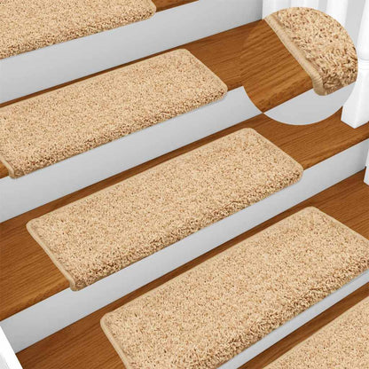 Stair Mats 15 pcs 65x21x4 cm Cream Rectangular Edge