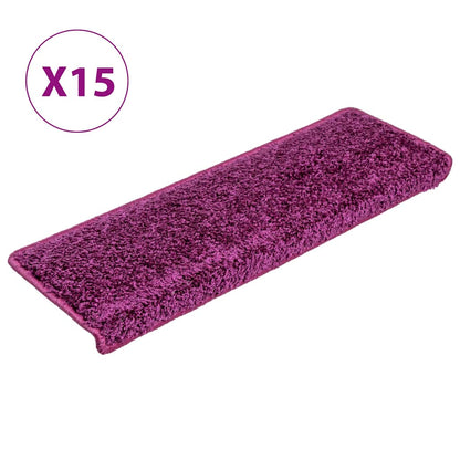 Stair Mats 15 pcs 65x21x4 cm Violet Rectangular Edge