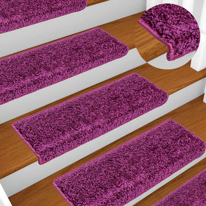 Stair Mats 15 pcs 65x21x4 cm Violet Rectangular Edge