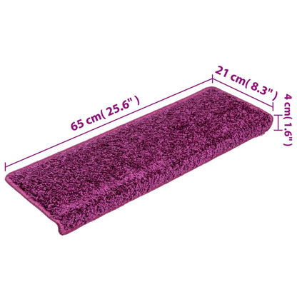 Stair Mats 15 pcs 65x21x4 cm Violet Rectangular Edge