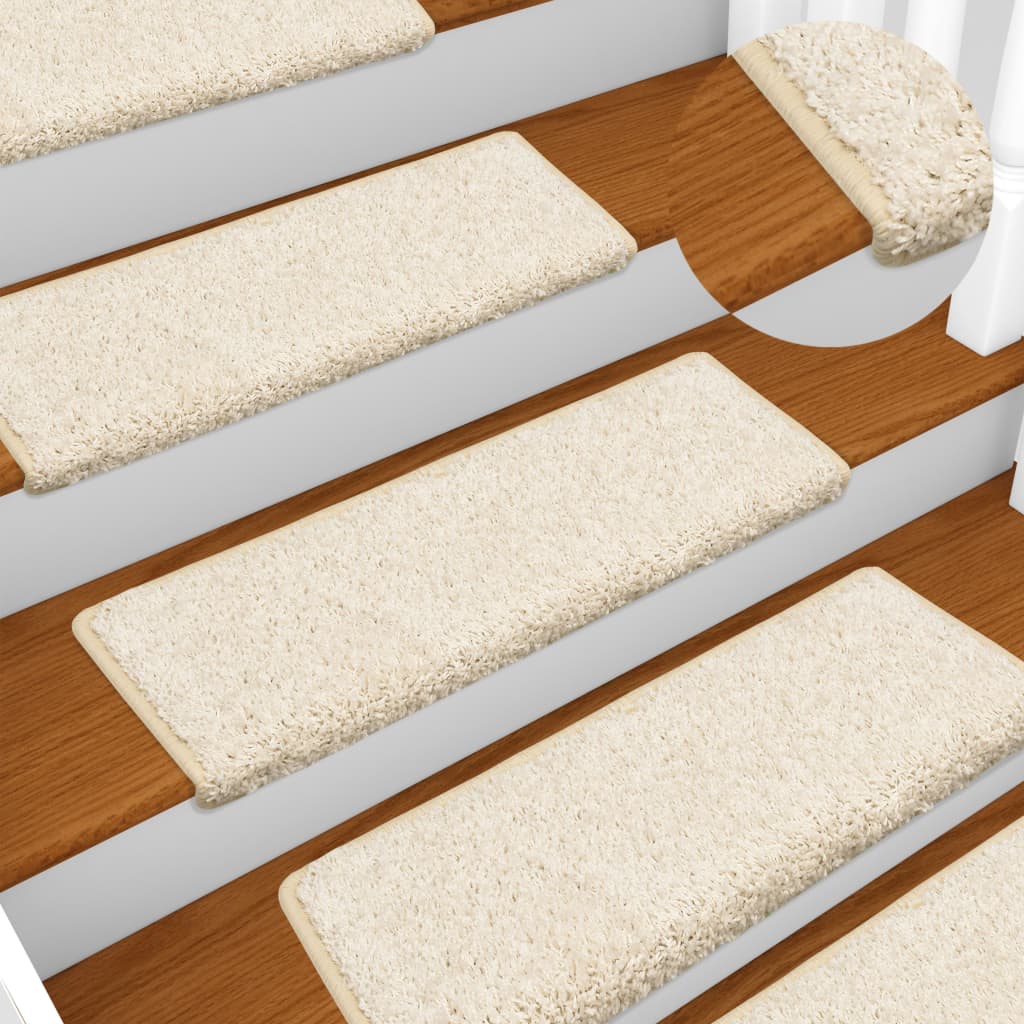 Stair Mats 15 pcs 65x21x4 cm White Rectangular Edge