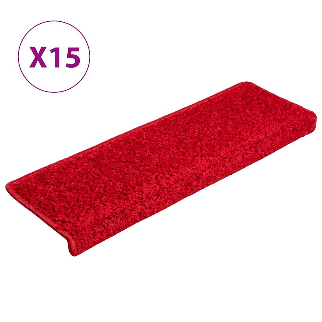 Stair Mats 15 pcs 65x21x4 cm Red Rectangular Edge