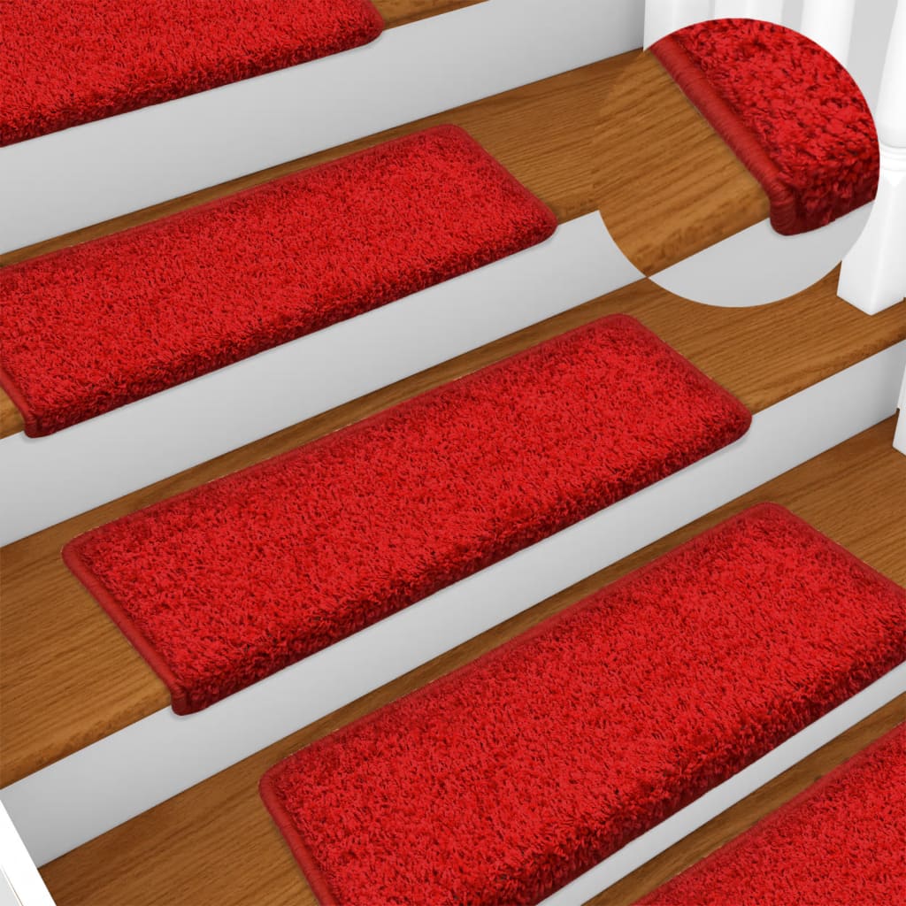 Stair Mats 15 pcs 65x21x4 cm Red Rectangular Edge