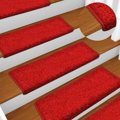 Stair Mats 15 pcs 65x21x4 cm Red Rectangular Edge