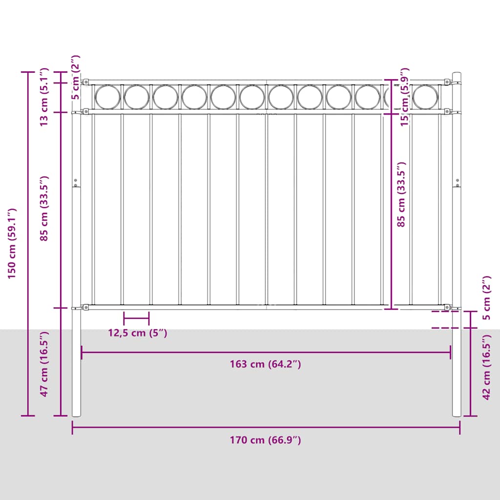 Garden Fence ASSEN Steel 1.7x1 m Black