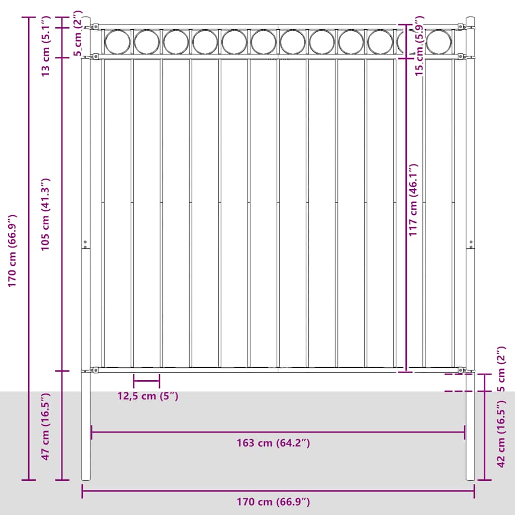Garden Fence ASSEN Steel 1.7x1.2 m Black