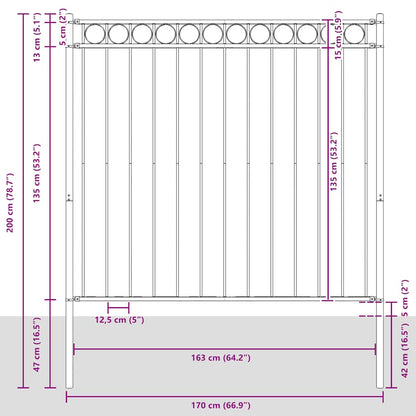 Garden Fence ASSEN Steel 1.7x1.5 m Black