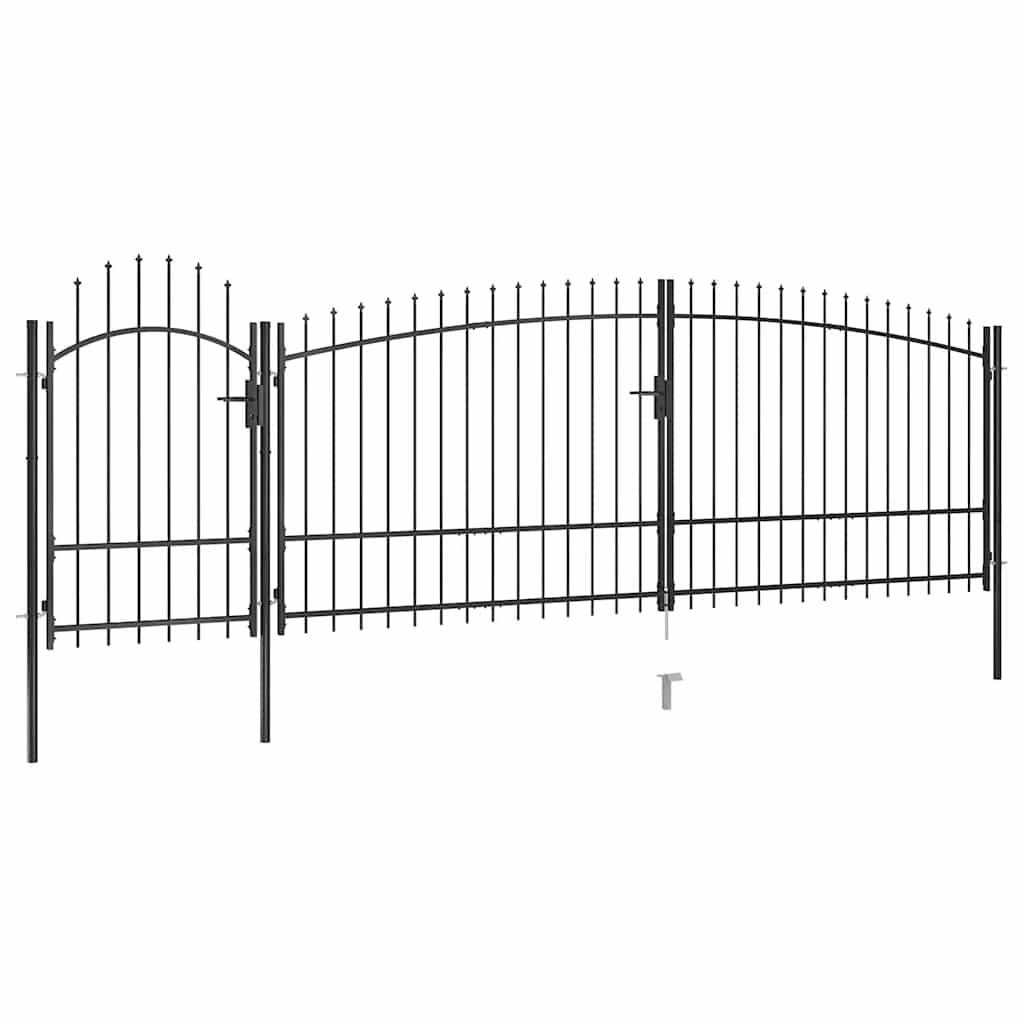 Garden Fence Gate Woerden with Spear Top 5x1.75 m Black