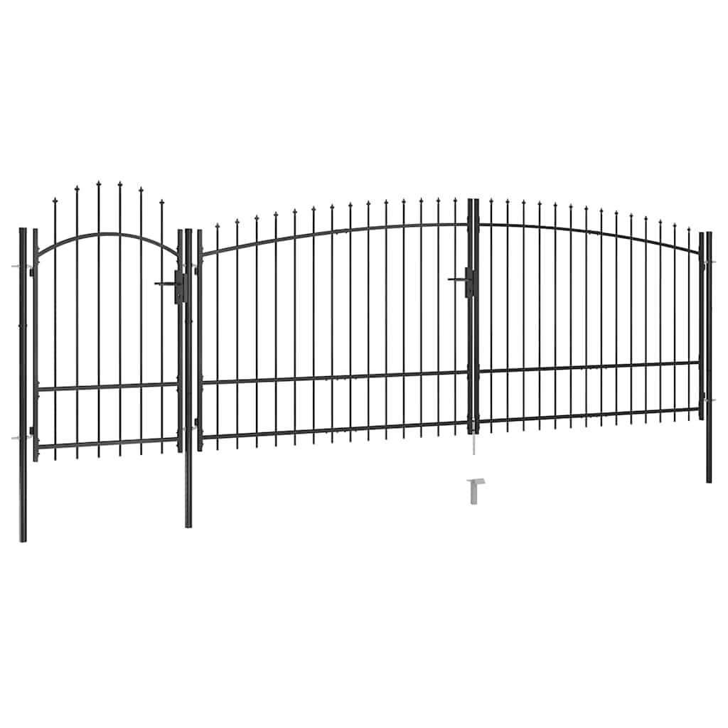 146325 vidaXL Garden Fence Gate "Woerden" with Spear Top 5x1,75 m Black