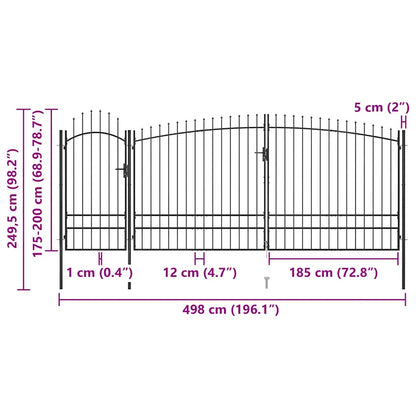 Garden Fence Gate Woerden with Spear Top 5x1.95 m Black