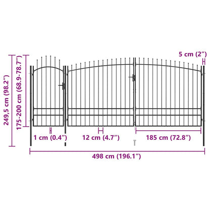 146326 vidaXL Garden Fence Gate "Woerden" with Spear Top 5x1,95 m Black