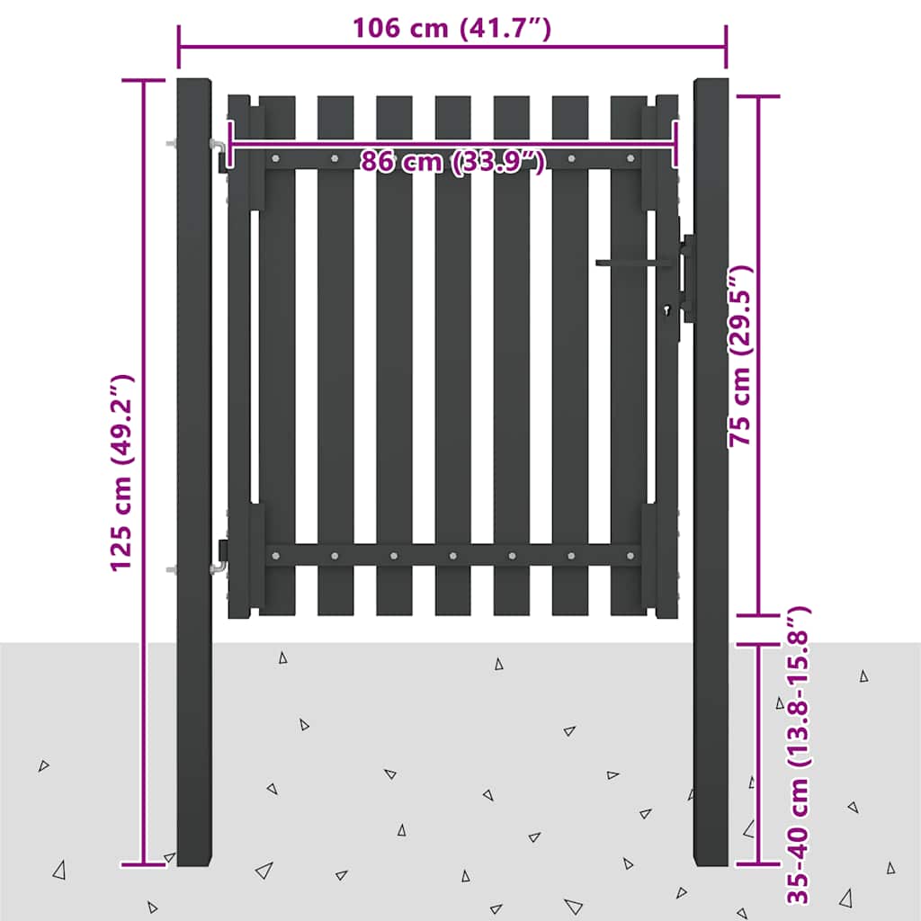 Garden Fence Gate Steel 100x75 cm Anthracite