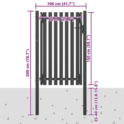 146330 vidaXL Garden Fence Gate Steel 100x150 cm Anthracite