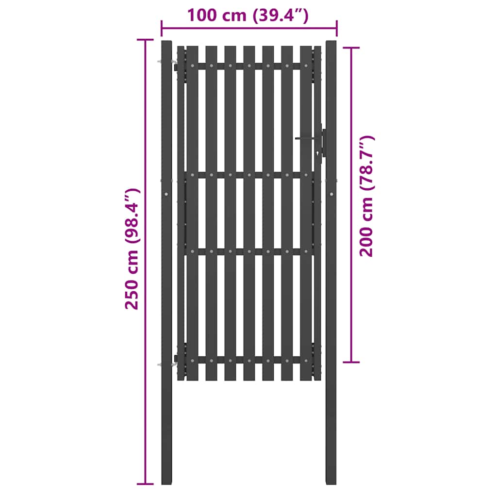 Garden Fence Gate Steel 100x200 cm Anthracite