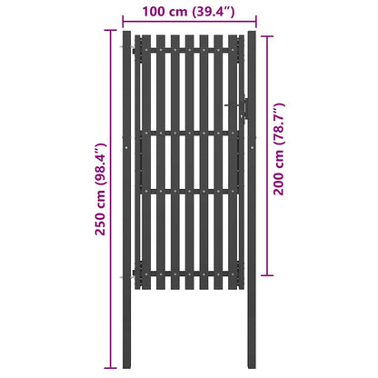 Garden Fence Gate Steel 100x200 cm Anthracite