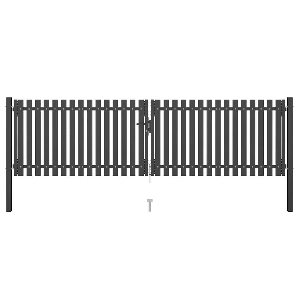 146333 vidaXL Garden Fence Gate Steel 400x75 cm Anthracite