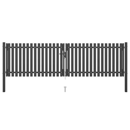 146333 vidaXL Garden Fence Gate Steel 400x75 cm Anthracite