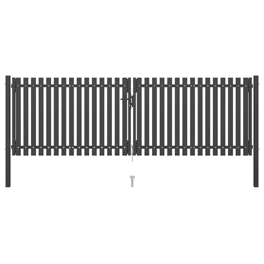 Garden Fence Gate Steel 400x100 cm Anthracite