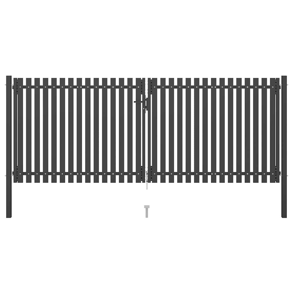 Garden Fence Gate Steel 400x125 cm Anthracite
