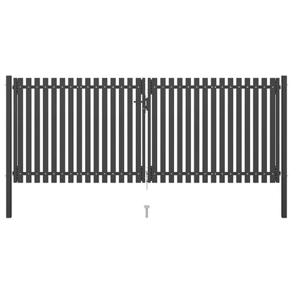 Garden Fence Gate Steel 400x125 cm Anthracite