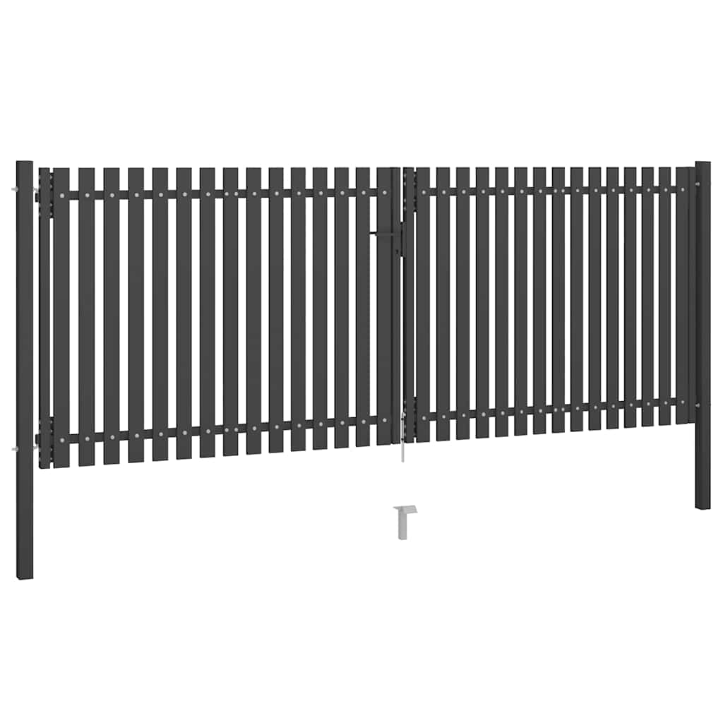 Garden Fence Gate Steel 400x125 cm Anthracite