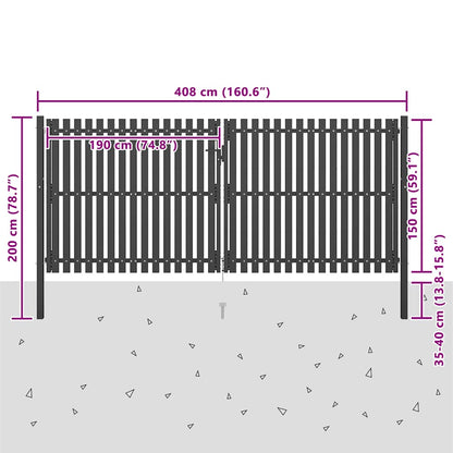 Garden Fence Gate Steel 400x150 cm Anthracite