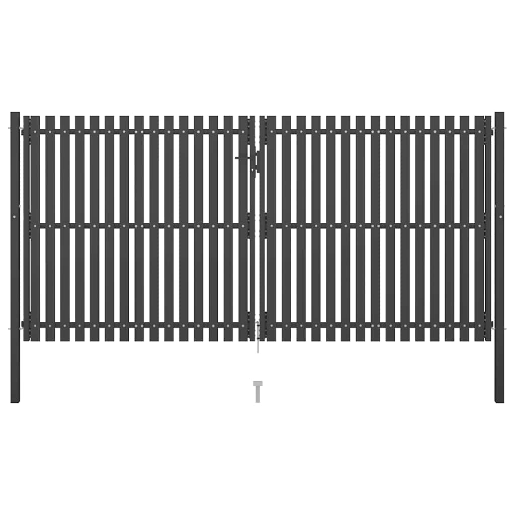 Garden Fence Gate Steel 400x175 cm Anthracite
