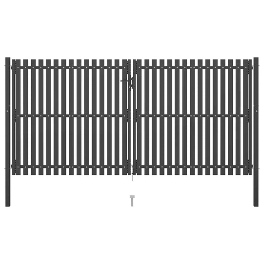 Garden Fence Gate Steel 400x175 cm Anthracite
