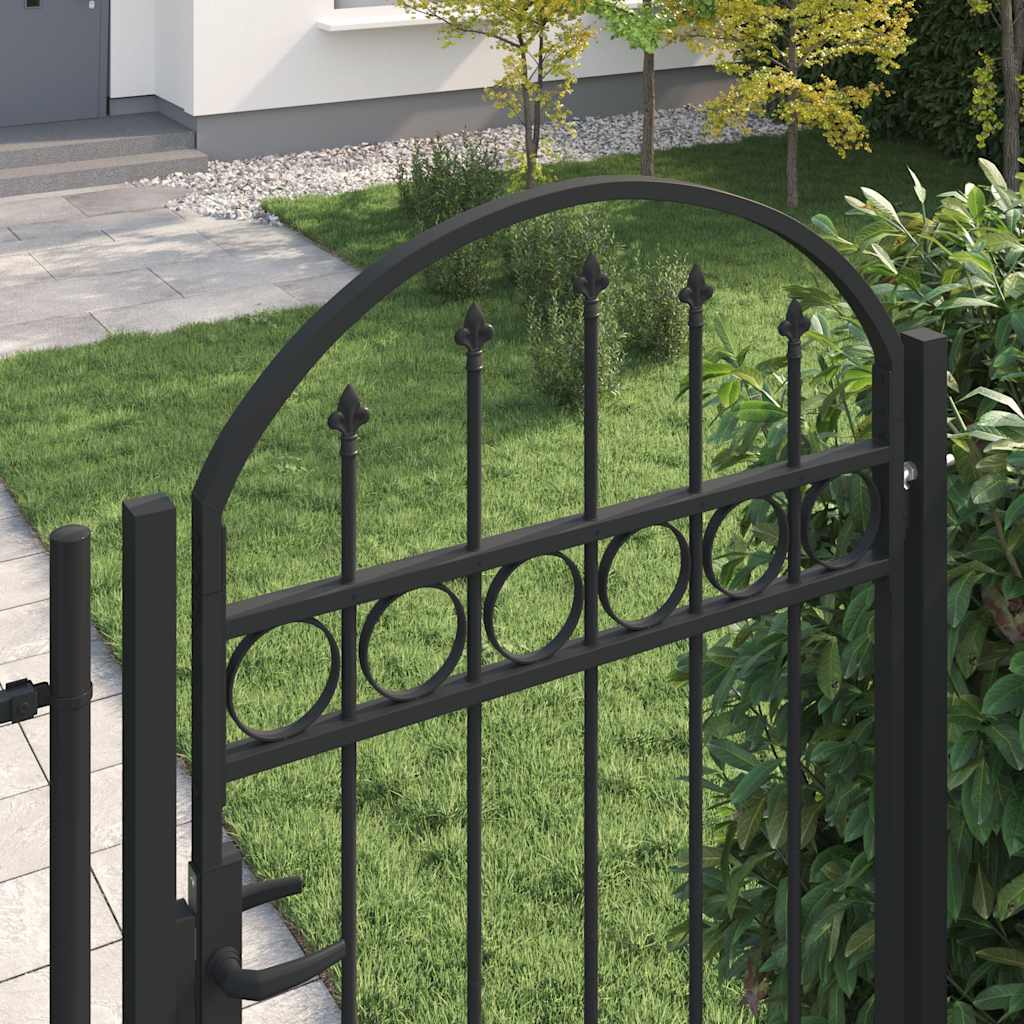 Fence Gate "ASSEN" with Arched Top Steel 102x200 cm Black