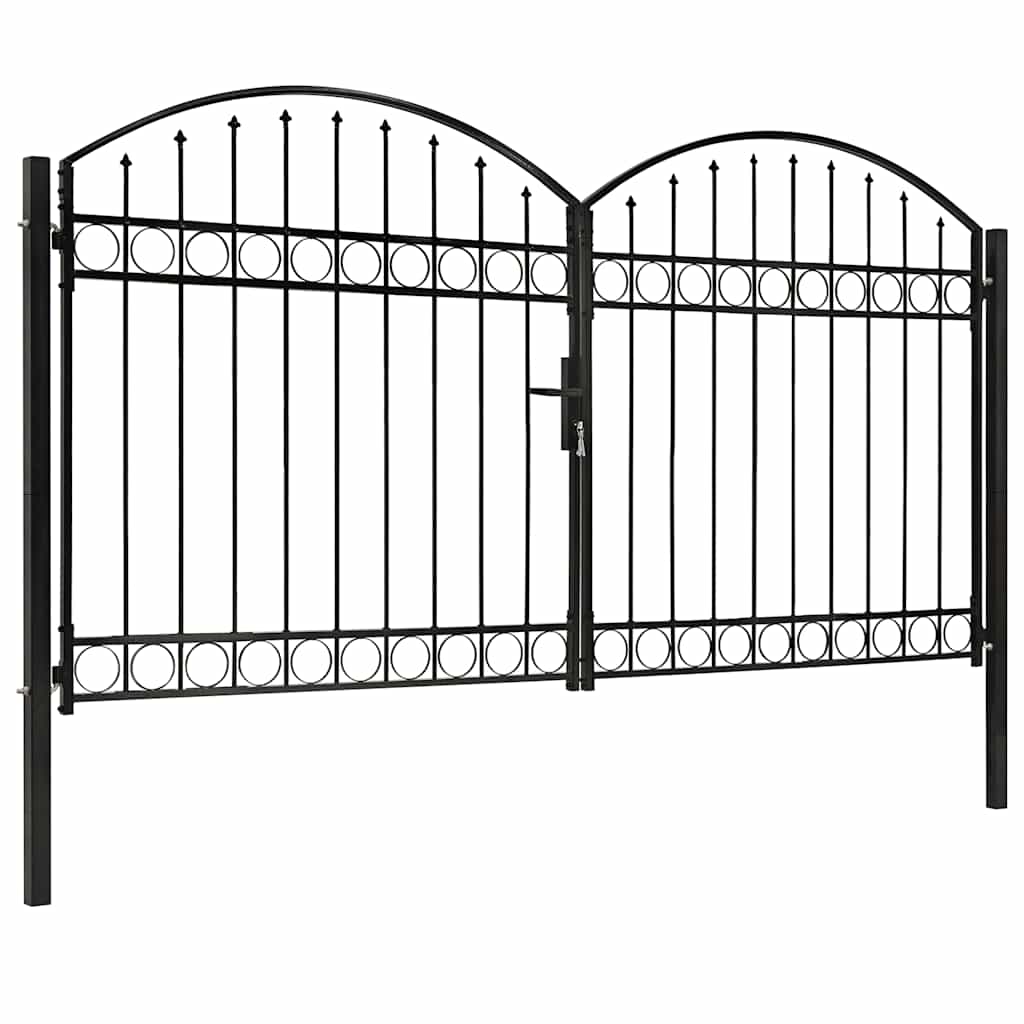 Fence Gate ASSEN Double Door with Arched Top Steel 300x175 cm