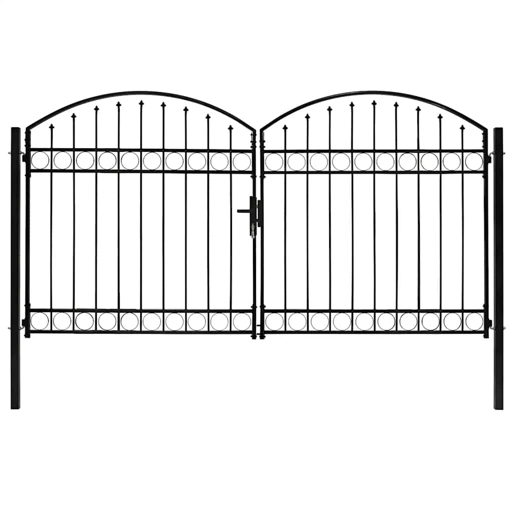 Fence Gate ASSEN Double Door with Arched Top Steel 300x175 cm