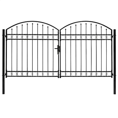 Fence Gate ASSEN Double Door with Arched Top Steel 300x175 cm