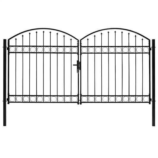 Fence Gate ASSEN Double Door with Arched Top Steel 300x175 cm