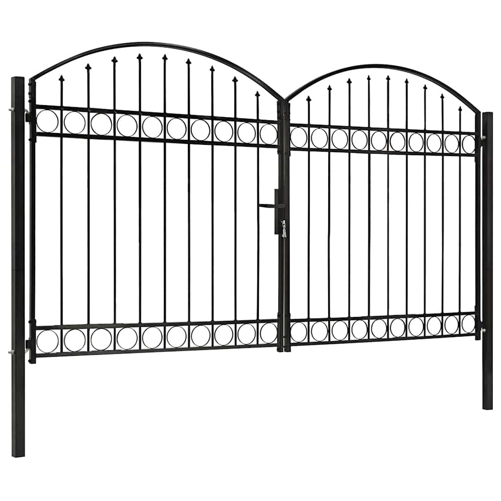 Fence Gate ASSEN Double Door with Arched Top Steel 300x200 cm