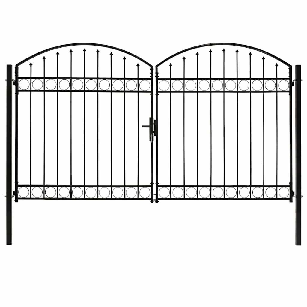 Fence Gate ASSEN Double Door with Arched Top Steel 300x200 cm